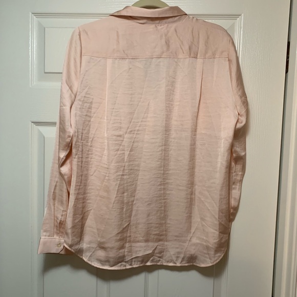 Pink silky LOFT button-up blouse - Picture 2 of 3